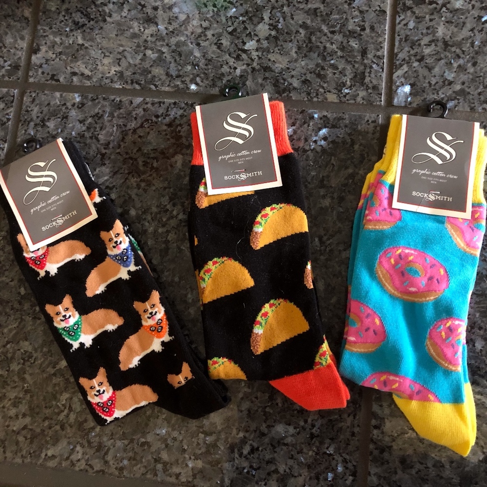 SockSmith 3 pair graphic crew socks/New